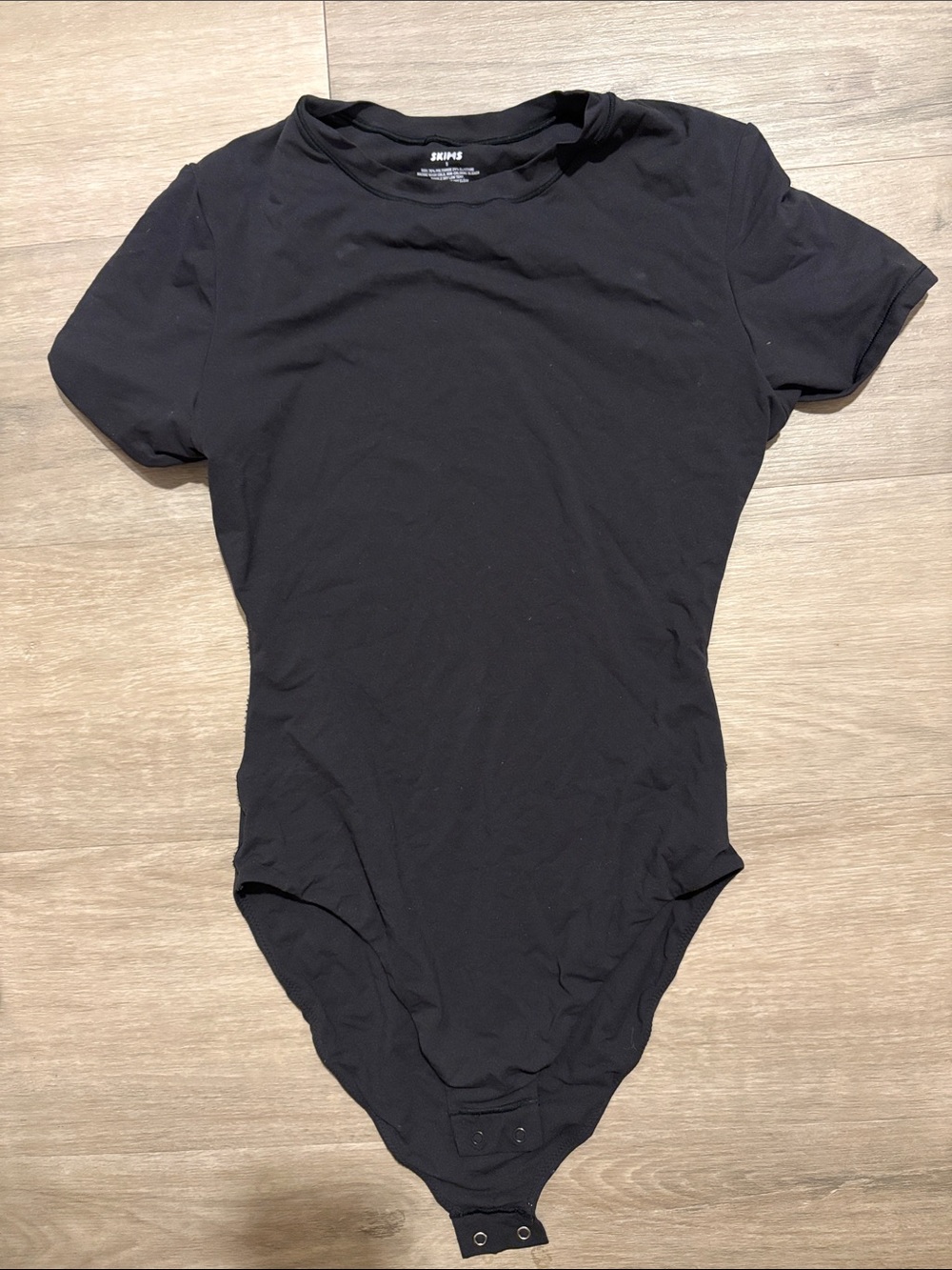 SKIMS Black Short-Sleeve Bodysuit